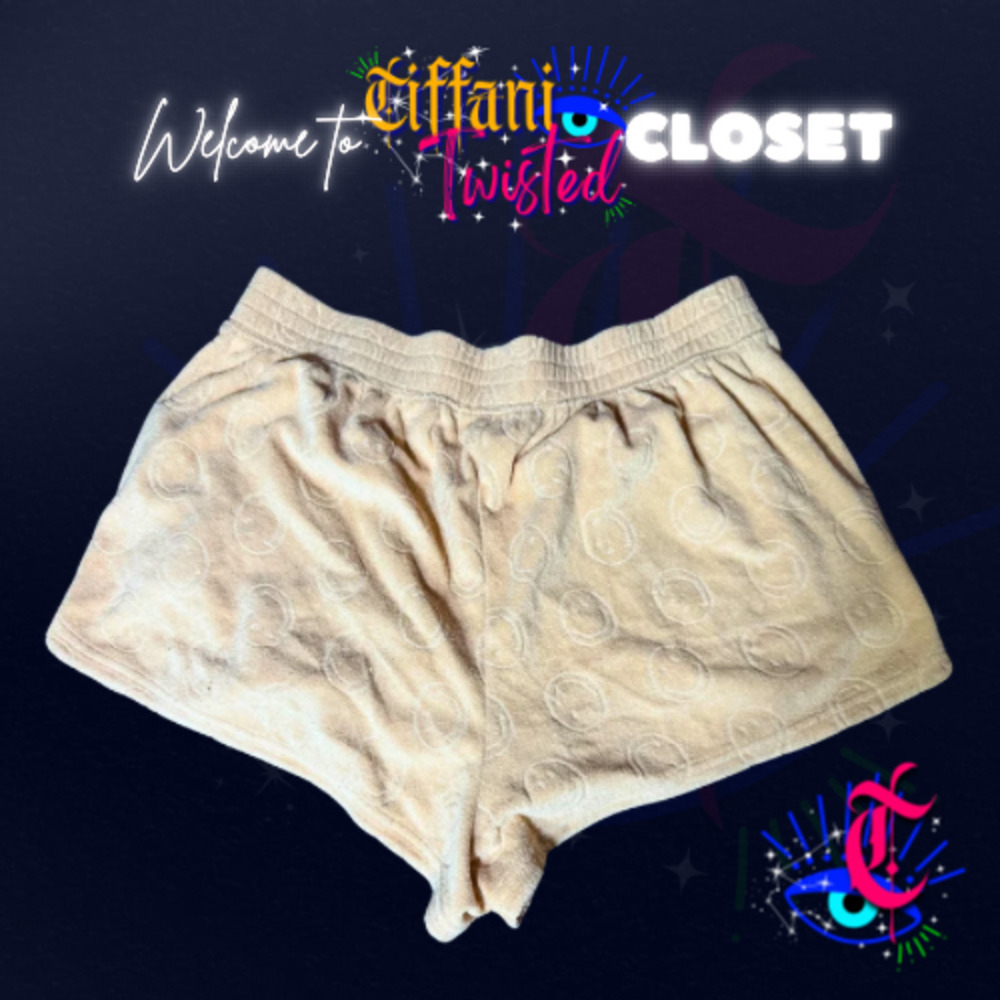 OFFLINE by Aerie Plush Smiley Face Lounge Shorts Women’s Large Beige